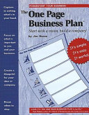 The One Page Business Plan for the Creative Entrepreneur